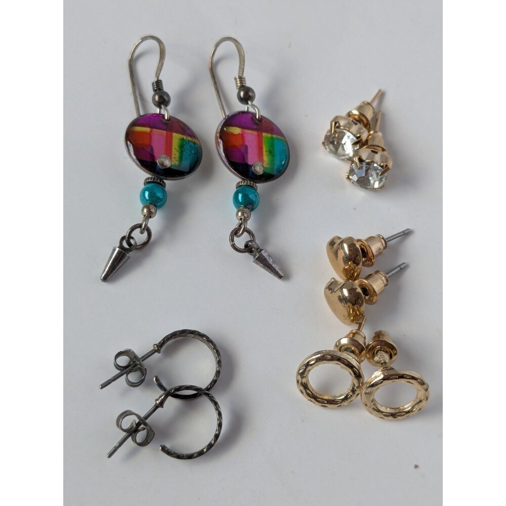 Five Pairs Of Silvertone & Goldtone Earrings
